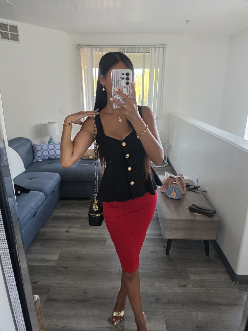 Zara Red Pencil Skirt - Sleek High-Waist Knit - Picture 5 of 14